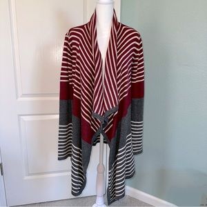 Mystree Chamberlin Striped Drape Front Cardigan